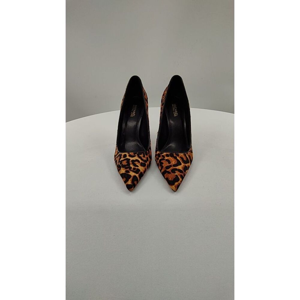 Michael Kors Women Brown Amara Leopard Print Calf Hair Pump Shoes 6.5